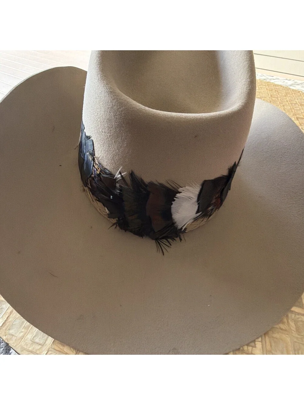 John B. Stetson Mens Tan Wide Brim Western Cowboy Hat Size 7 1/4